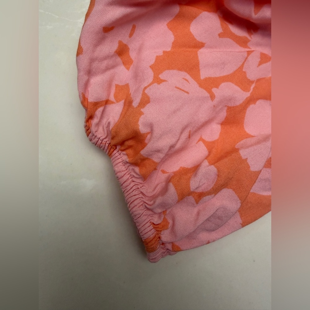 Sanctuary Square-Neck Elbow-Length Puff Sleeve Rayon Top XL - floral pink/orange - Picture 6 of 8